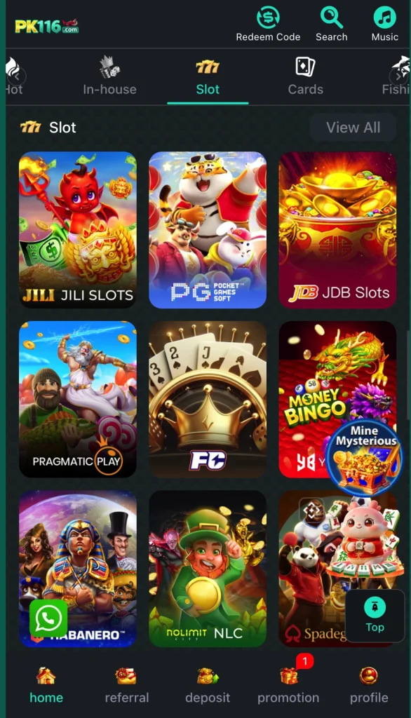 pk116 slot games